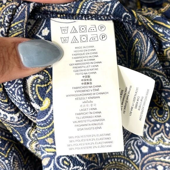 MICHAEL Michael Kors Floral Paisley Print Full Zip Up Short Sleeve Top Small NWT - Picture 7 of 8